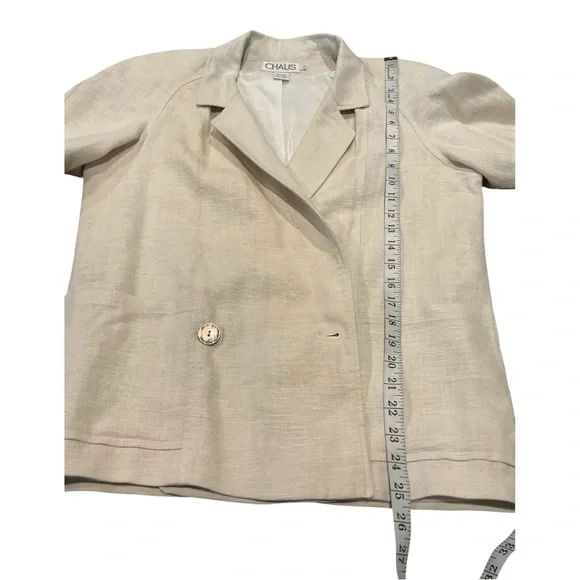 CHAUS 100% Linen Blazer Jacket Women Size 6 Beige Lightweight Classic - Picture 7 of 8
